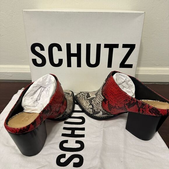 Schutz Destiny leather snakeskin print mule size 7,5 - Picture 17 of 17